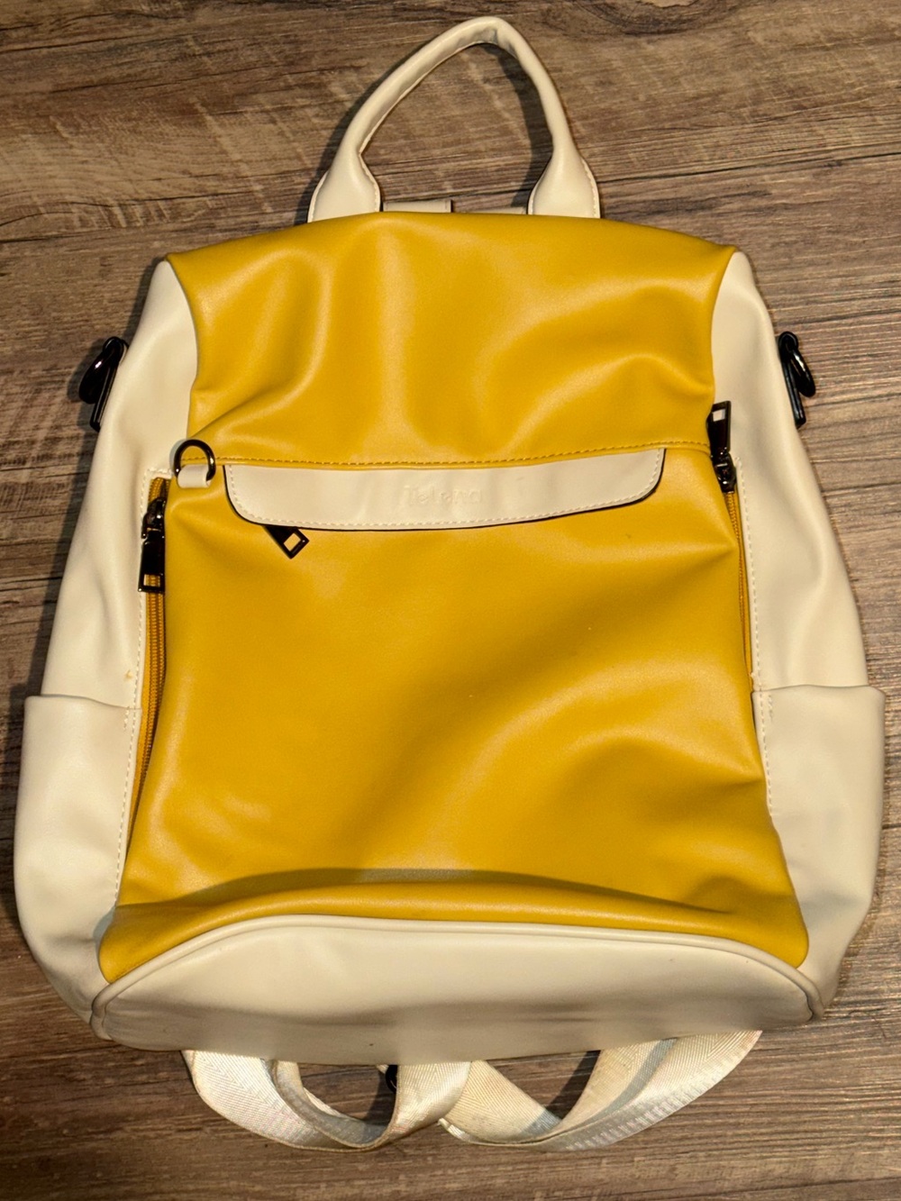 Yellow & Cream Convertible Women's Backpack Tote - Lightweight Everyday Carry